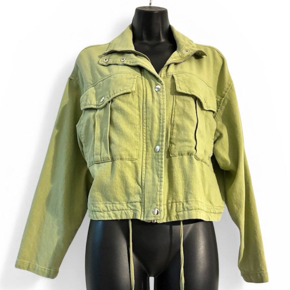 Vigoss Cropped Olive Utility Jacket